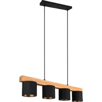 Trio R30654002, Metall Schwarz matt, Stoffschirm schwarz,goldfarbig, Holz, exklusiv