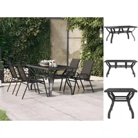 VidaXL Gartentisch Grau und Schwarz 140x70x70 cm Stahl und