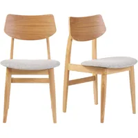 Miliboo Skandinavische Stühle aus hellem Holz und hellgrauem Stoff