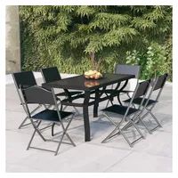 VidaXL 7-tlg. Garten-Essgruppe Grau und Schwarz