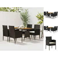 VidaXL 5-tlg. Garten-Essgruppe Poly Rattan Schwarz