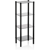 Kela Regal LARS, Metall schwarz mit 4 Etagen, Sicherheitsglas,