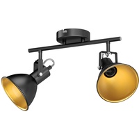 Ledscom.de Deckenleuchte RISI, 2-flammig, schwarz/gold matt, 2x E14 max.