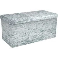 Intirilife Sitzbank 76x38x38 cm in Samt Blaugrau - Sitzwürfel
