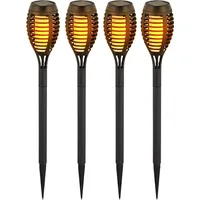 ETC Shop 4er Set Solarfackeln Außen Steckleuchten Gartenlampen Solar