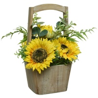 MARELIDA Sonnenblumen im Topf Kunstblumen Topfpflanze Dekoblumen H: 31cm
