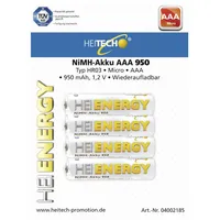 Heitech Batterien HEIENERGY NIMH-Akku, AAA Micro 950 4er Packung
