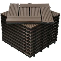 ECD Germany WPC Terrassenfliesen 30x30cm 44er Spar Set Dunkelbraun