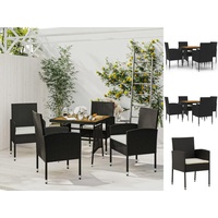 VidaXL 5-tlg. Garten-Essgruppe Poly Rattan Schwarz