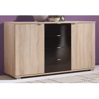 Priess Sideboard 123 x 71 x 38 cm eichefarben-schwarz