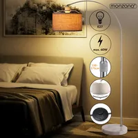 Monzana Bogenlampe Stoffschirm Marmorfuß 150-175 cm Höhenverstellbar E27 Wohnzimmer