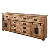 Massivmoebel24 Sideboard Mango 200x45x90 natur lackiert RAILWAY 122