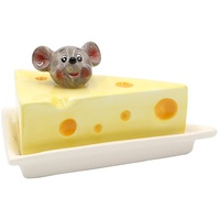 Dekohelden24 Keramik Käsebehälter/Käsedose mit Maus, Größe L/B/H: ca. 17