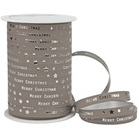 PATTBERG PRÄSENT Geschenkband Merry Christmas matt grau/silber 10,0 mm