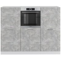 Vicco Küchenblock R-Line Weiß, Beton Backofen Küchenschrank