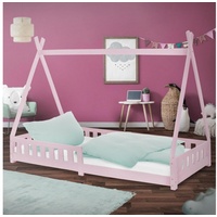 ML-Design Kinderbett Tipi 90x200 cm Rosa mit Rausfallschutz Lattenrost