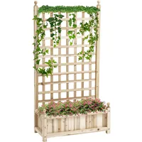 Outsunny Pflanzkasten Blumenständer Rankgitter Rankkasten im Spalierrahmen-Design Naturholz