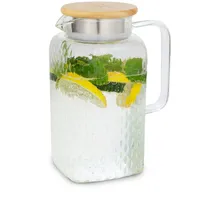 Klarstein Glaswerk Livenza Wasserkrug 1,5 Liter Borosilikatglas Edelstahlsieb Deckel