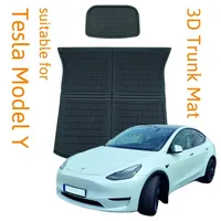 Trends4cents 3D Kofferraummatte + Unterbodenmatte passend für Tesla Model