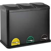 Svita TC3X15 Kücheneimer 45L Mülleimer Trennsystem Treteimer Abfalleimer Schwarz