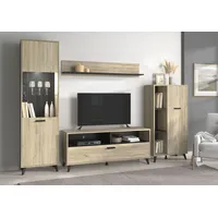 INOSIGN Wohnwand INOSIGN "Umbria", schwarz (grau eichefarben, schwarz), Kastenmöbel-Sets,