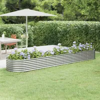 VidaXL Hochbeet Pulverbeschichteter Stahl 368x80x36 cm Silbern