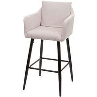 Mendler Barhocker HWC-H93, Barstuhl Tresenhocker, Fußablage Metall Stoff/Textil creme-beige