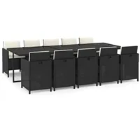 VidaXL Garten-Essgruppe 11-tlg. Schwarz