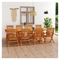 VidaXL 9-tlg. Garten-Essgruppe Teak Massivholz