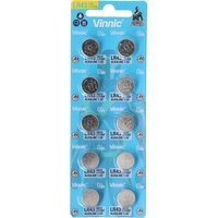 Vinnic 10er Set LR43, VA12GA, 186, 84, LR1142 Knopfzelle