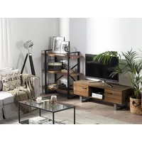 Beliani TV-Möbel Timber Dunkelbraun,