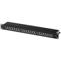 Helos Patchfeld Cat 6A 19" 1HE 24 Port schwarz