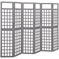 VidaXL Spalier/Paravent 6-teilig Massivholz Tanne Grau 242,5x180 cm