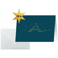 Sigel 10 SIGEL Weihnachtskarten Christmas Tree petrol DIN A6