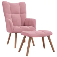 VidaXL Relaxsessel mit Hocker Rosa Samt