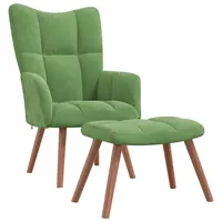 VidaXL Relaxsessel mit Hocker Hellgrün Samt