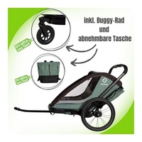Hamax Cocoon One mit Deichsel und Buggyrad Grün Modell