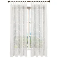 Woltu Gardinen transparent Blumen Stickerei mit Schlaufen Leinen Optik(2
