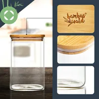 Klarstein Eckiges Glas mit Bambusdeckel luftdicht Silikonring 6 x