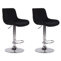 CLP 2er Set Barhocker Lentini Samt schwarz/chrom