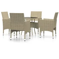 VidaXL 5-tlg. Garten-Essgruppe Poly Rattan Beige