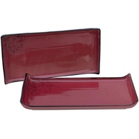 CreaTable Servierplatte Dunkelrosa, Keramik, 2-teilig, rechteckig, 16.5x33 cm -