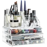 Relaxdays Make-up Zubehör, Makeup Organizer klein, 2-teilige Schminkaufbewahrung mit