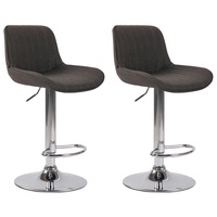 CLP 2er Set Barhocker Lentini Stoff dunkelgrau/chrom