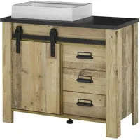 Sconto Einzelwaschtisch mit Aufsatzbecken ¦ holzfarben ¦ Maße (cm):