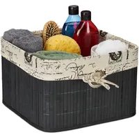 Relaxdays Aufbewahrungskorb Bambus mit Griffloch 31 x 31 x