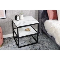 Riess-Ambiente Eleganter Beistelltisch Boutique 45cm weiß Kristallglas Marmor-Dekor schwarzes