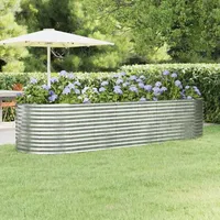 VidaXL Hochbeet Pulverbeschichteter Stahl 322x100x68 cm Silbern