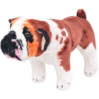 VidaXL Plüschtier Hund Bulldogge Stehend Plüsch Weiß und Braun
