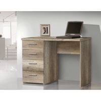 Forte Schreibtisch mit 4 Schubladen, Holzwerkstoff, Antikeiche Dekor, B
